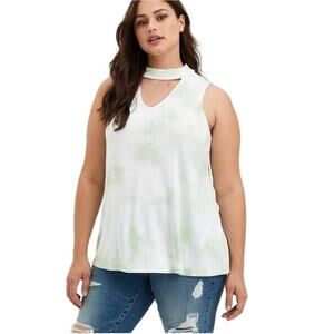 New Torrid Super Soft Knits green tie dye keyhole swing tank 2x